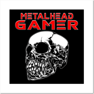 Metalhead Gamer Quarter Skull Red Posters and Art